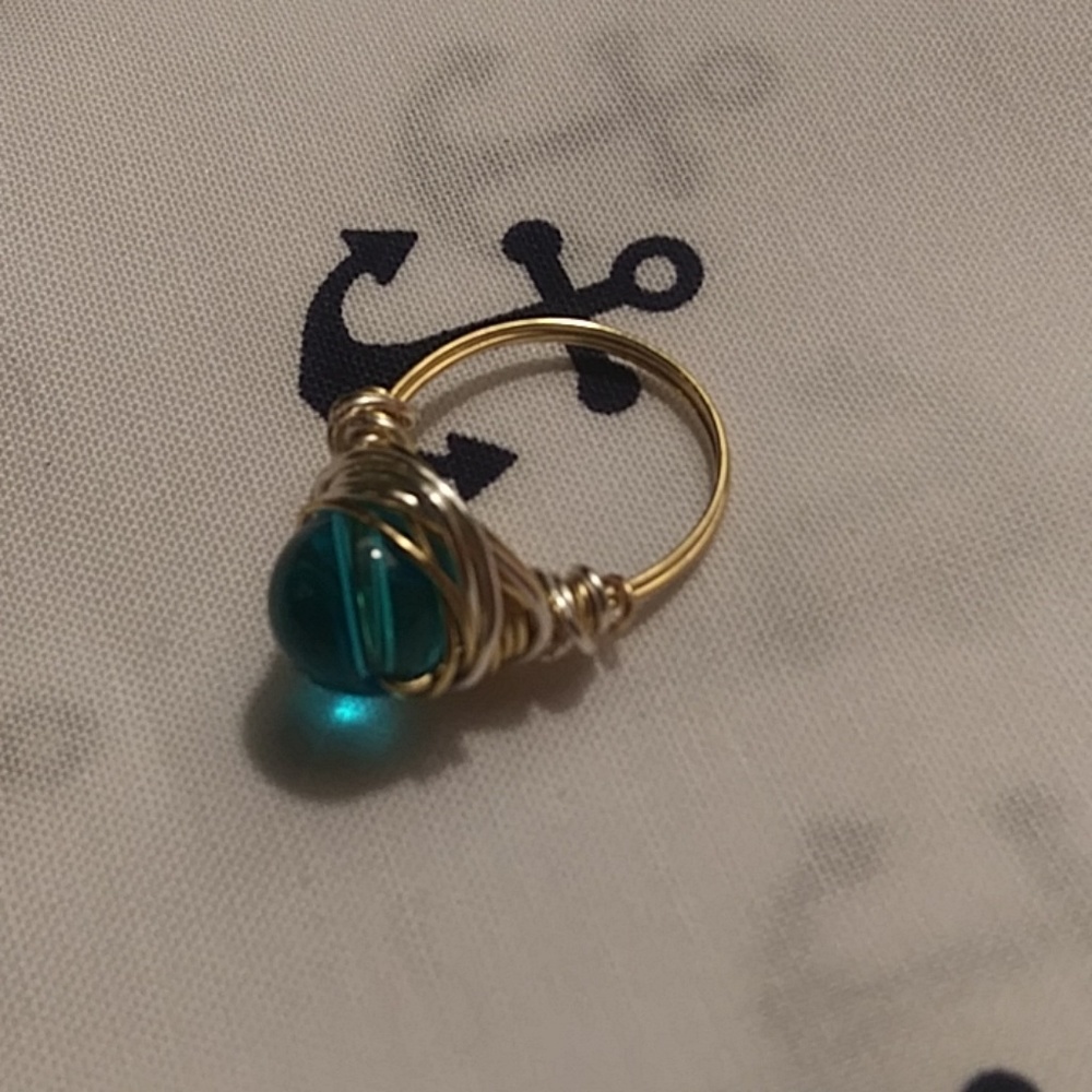 NWT Handmade Gold&Silver Glass Bead Ring - Picture 6 of 7